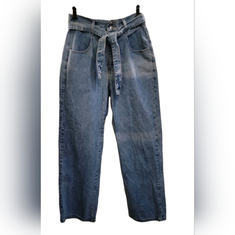 Vintage Jeanswear County Seat Women Size 11/12 R Denim Blue Jeans Belt Wrap Tie